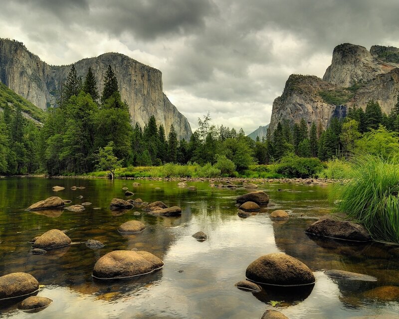 River in Valley with Rocks