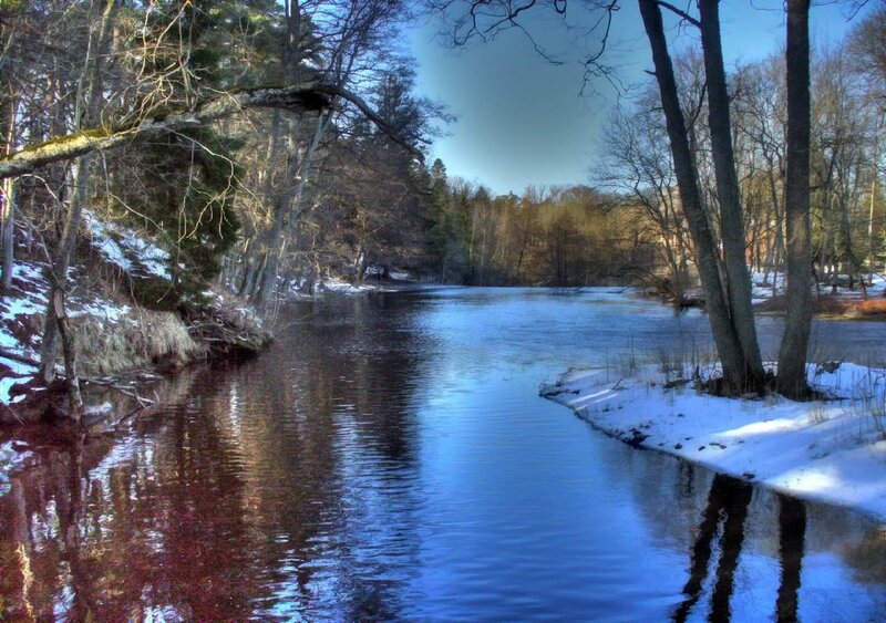 River in Winter Forest — Blue, Serene, Photograph