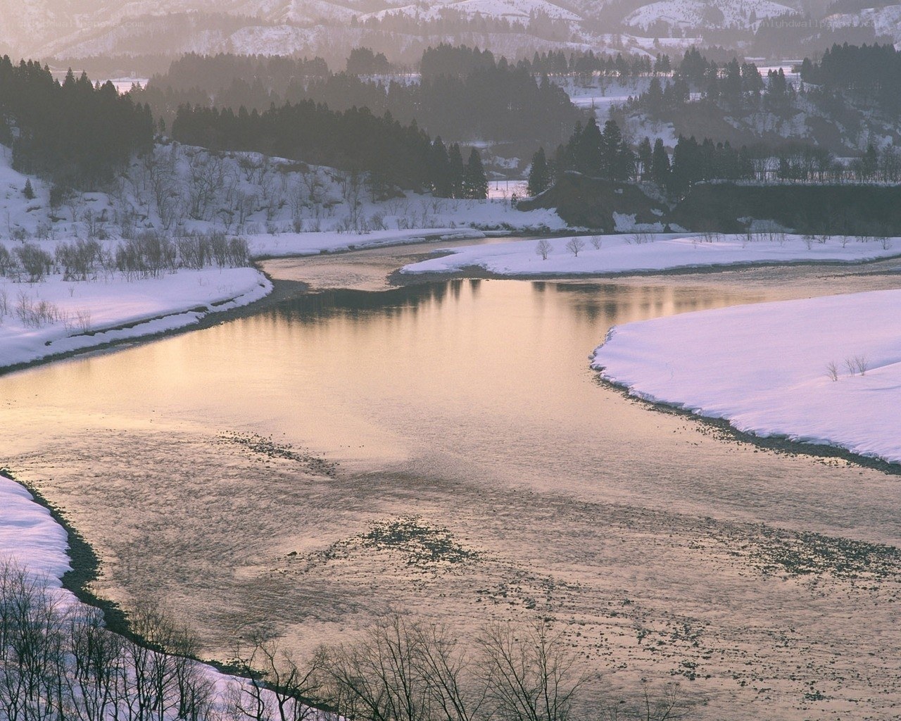 River in winter landscape