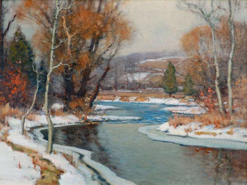 River in Winter Landscape — Blue, Serene