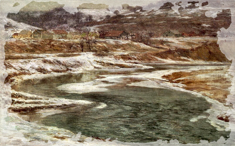 River in Winter Landscape — Brown