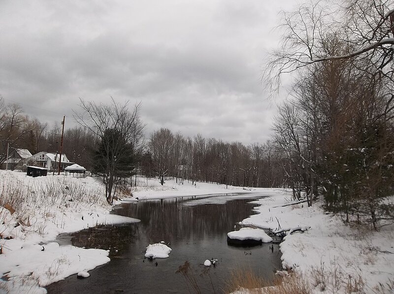 River in Winter Landscape — White, Cold