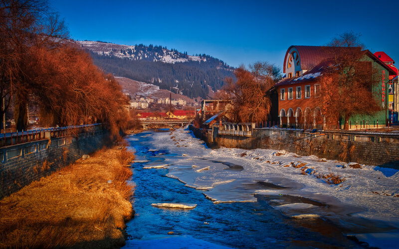 River in Winter Town