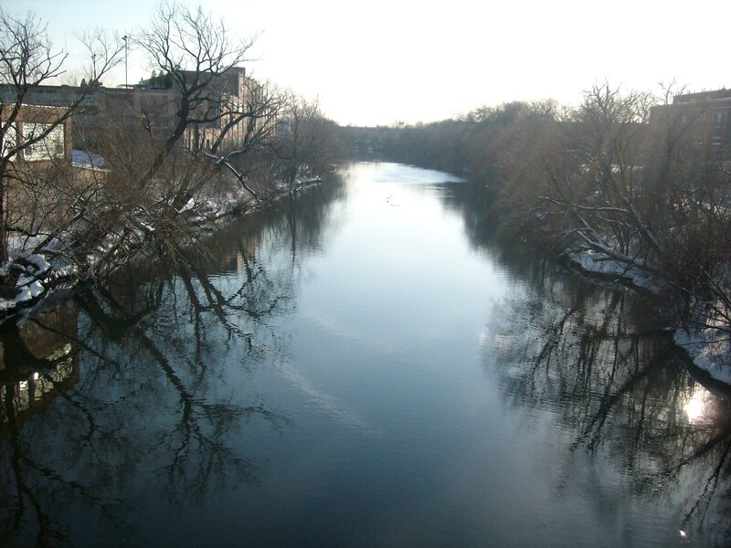 River in winter with snow