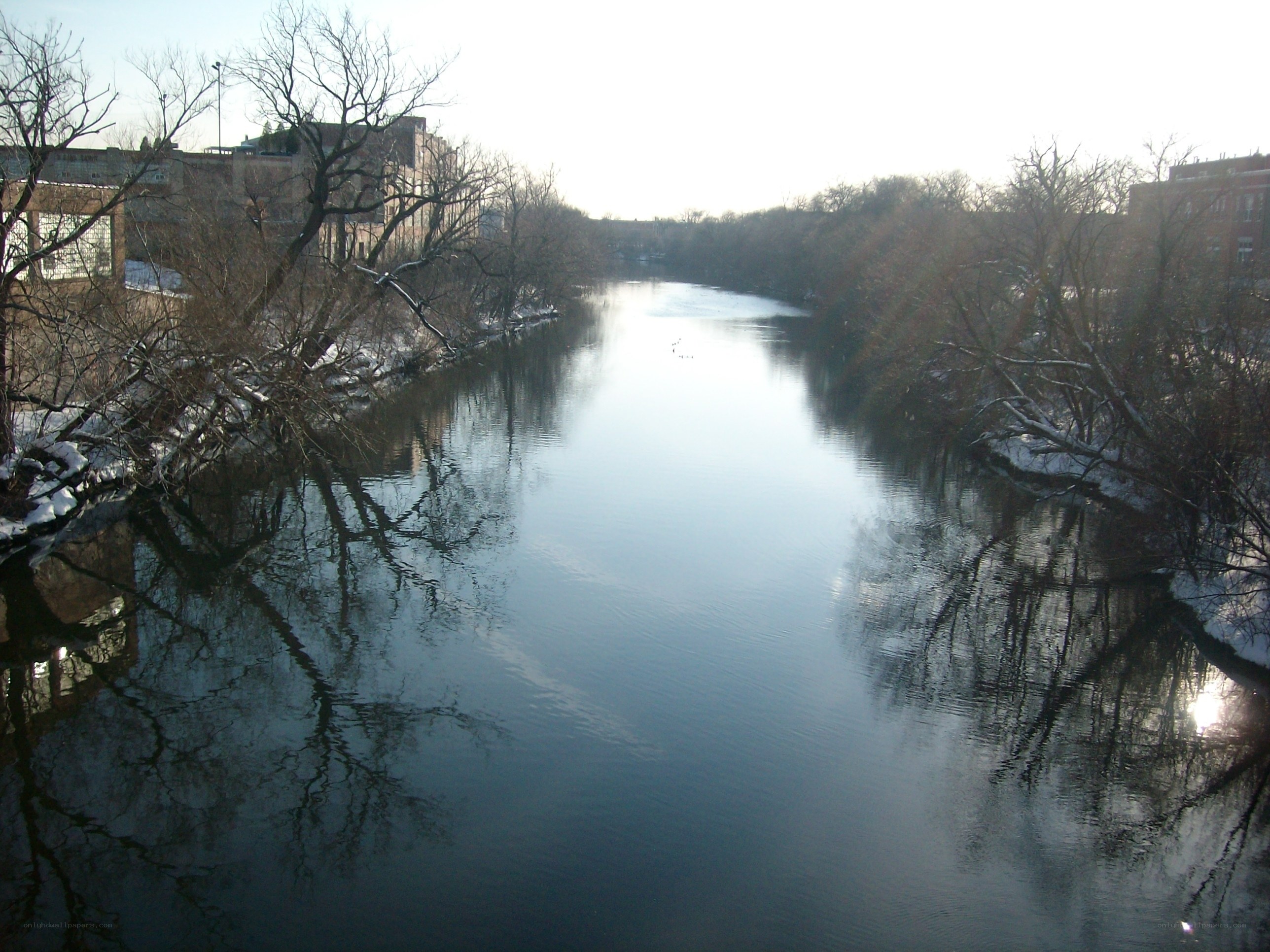 River in winter with snow