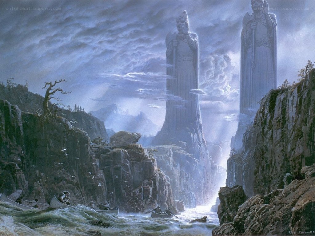 River journey past giant statues