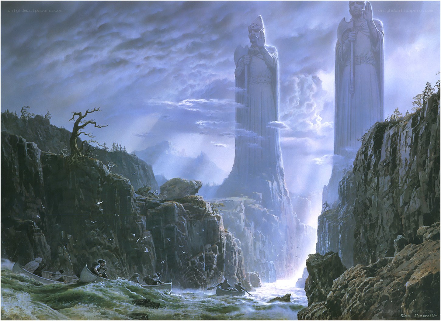 River Journey Past Giant Statues