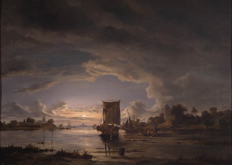 River landscape at dusk