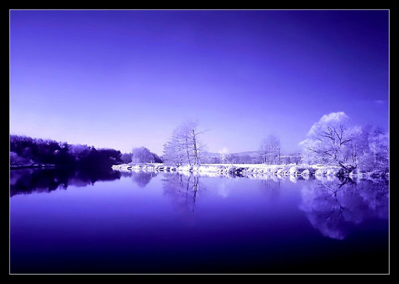 River Landscape at Night — Purple