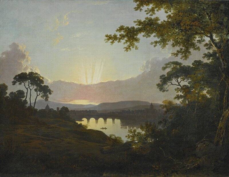River Landscape at Sunset — Green