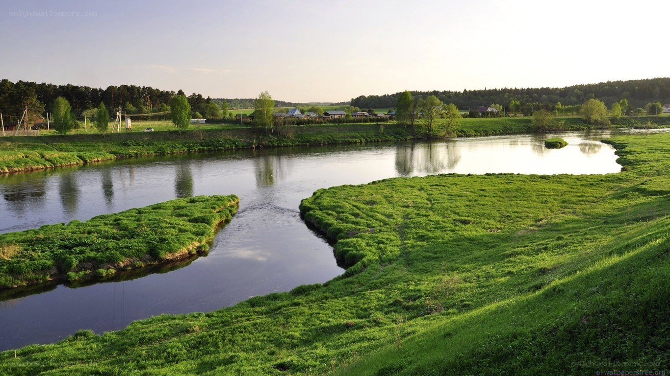 River landscape at sunset