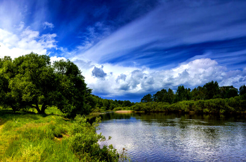 River Landscape — Blue, Dramatic