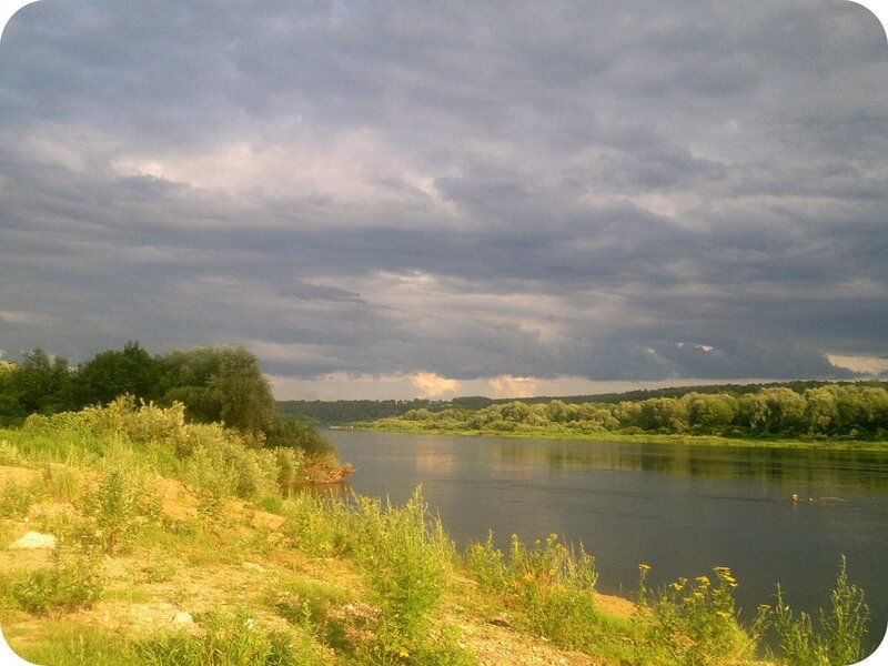 River Landscape — Green, Dramatic