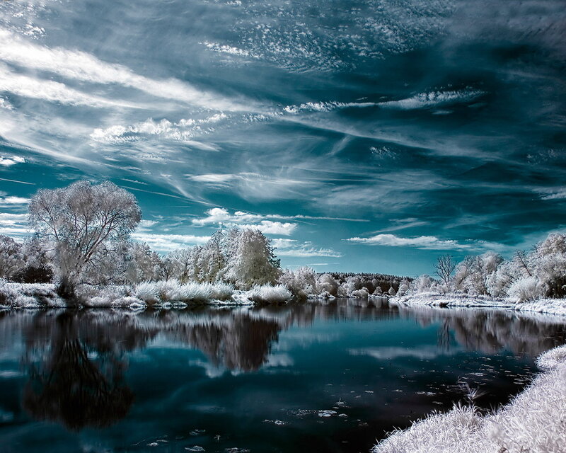 River Landscape in Infrared — Blue