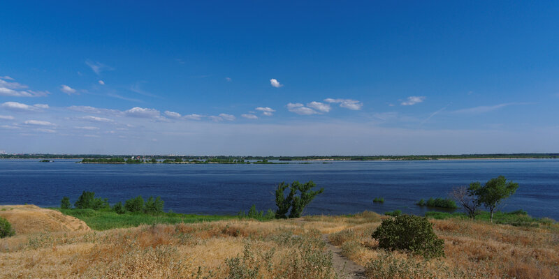 River Landscape View — Blue