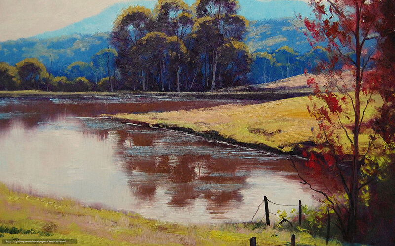 River landscape with autumn trees