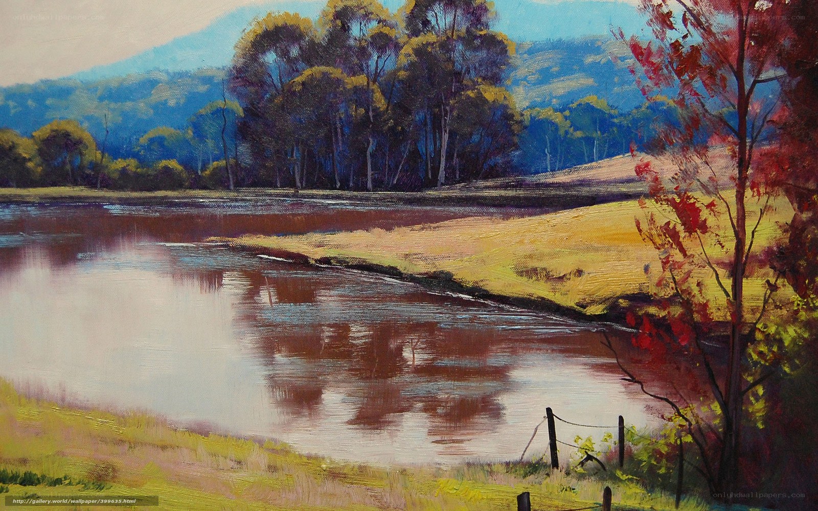 River landscape with autumn trees