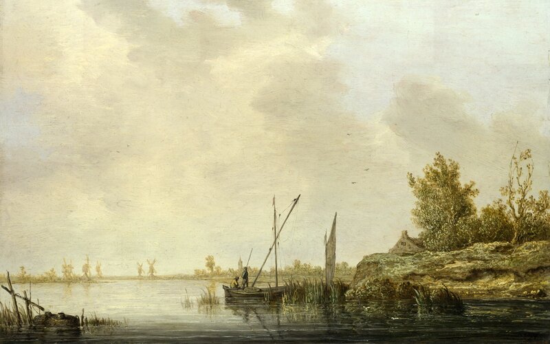 River landscape with boat