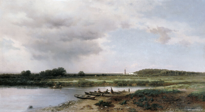 River landscape with boats