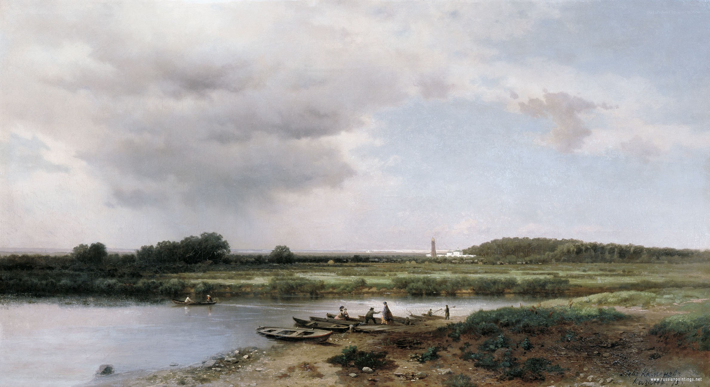 River landscape with boats