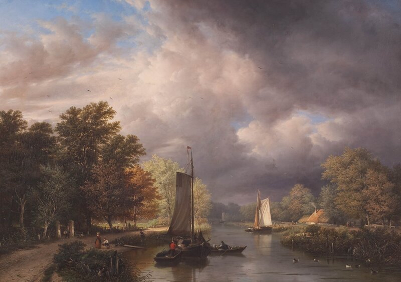 River landscape with boats