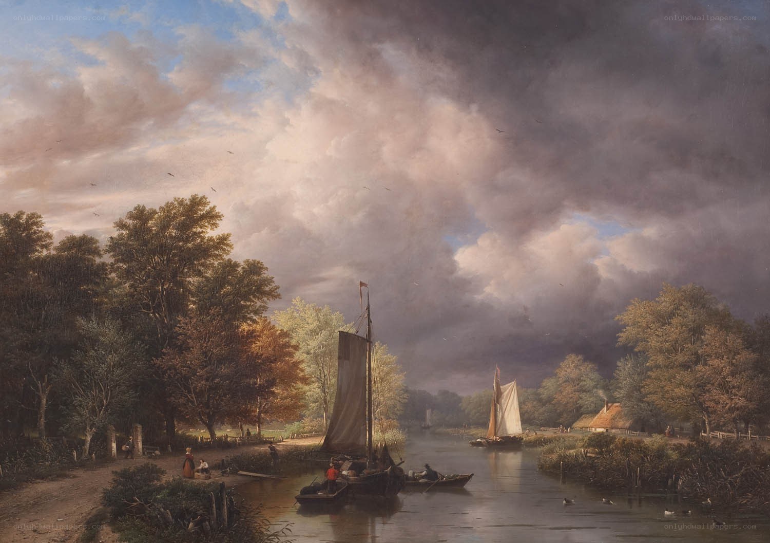 River landscape with boats