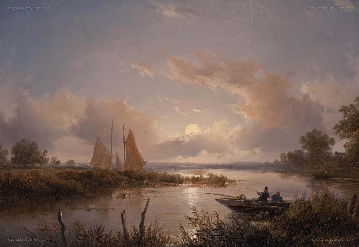 River landscape with boats