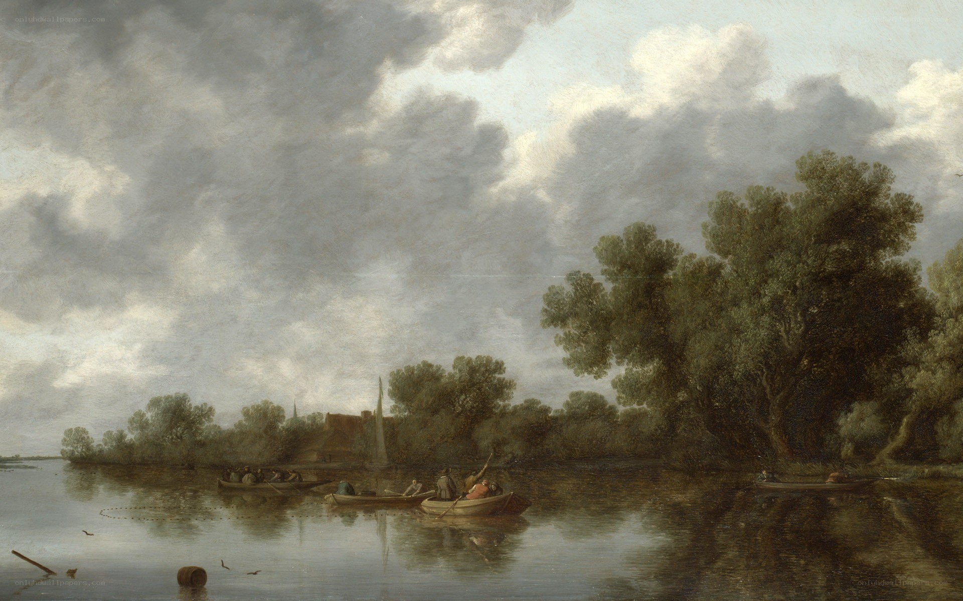 River landscape with boats