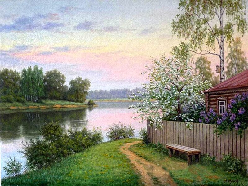 River Landscape with Cabin
