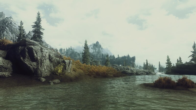 River Landscape with Castle — Green