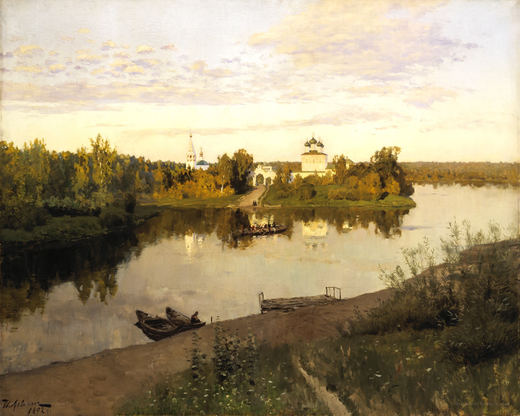 River landscape with church