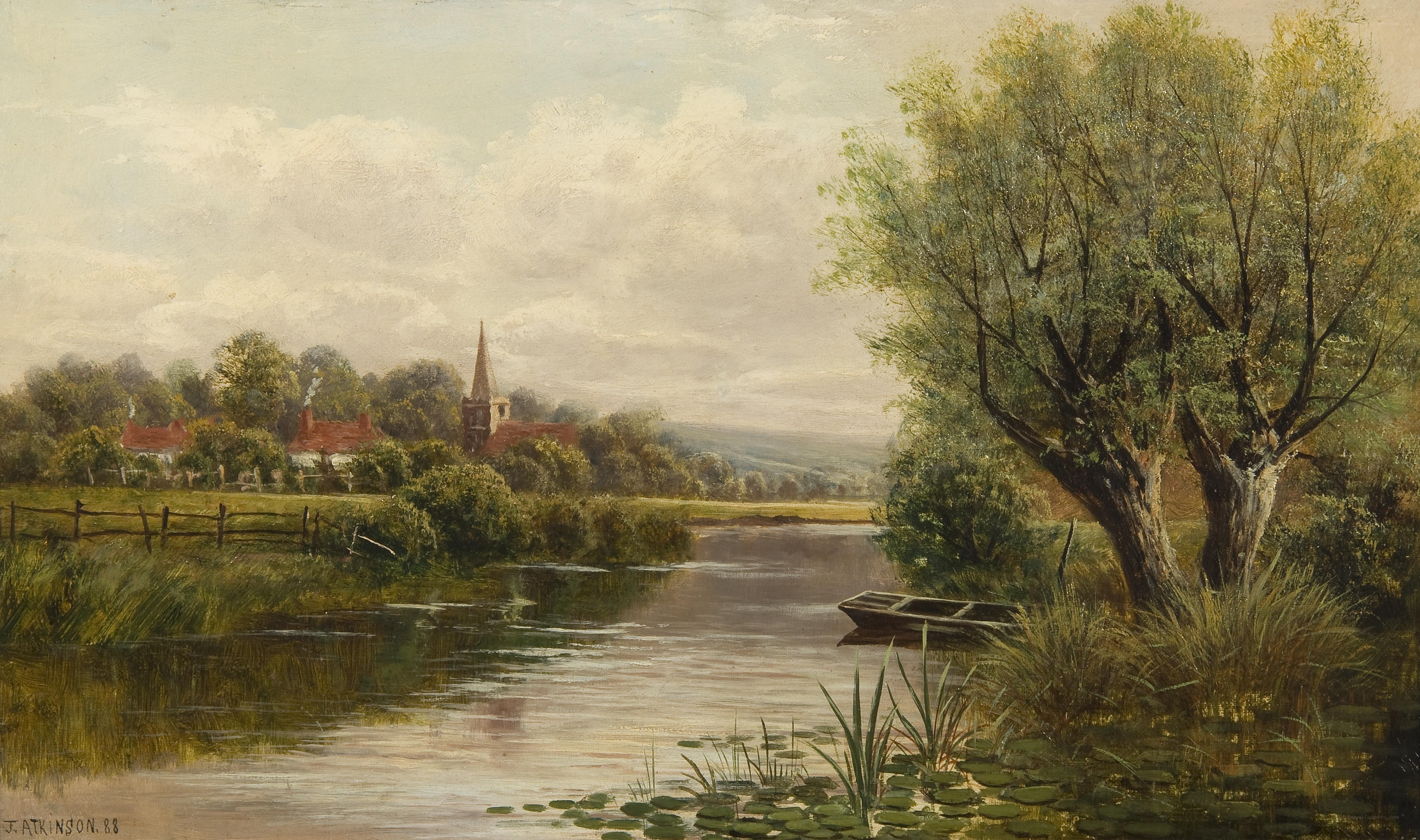 River landscape with church