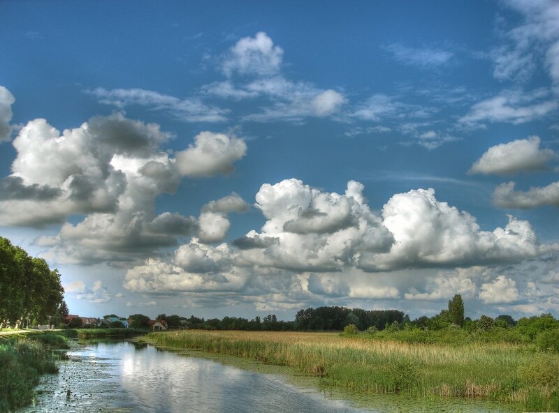River landscape with clouds