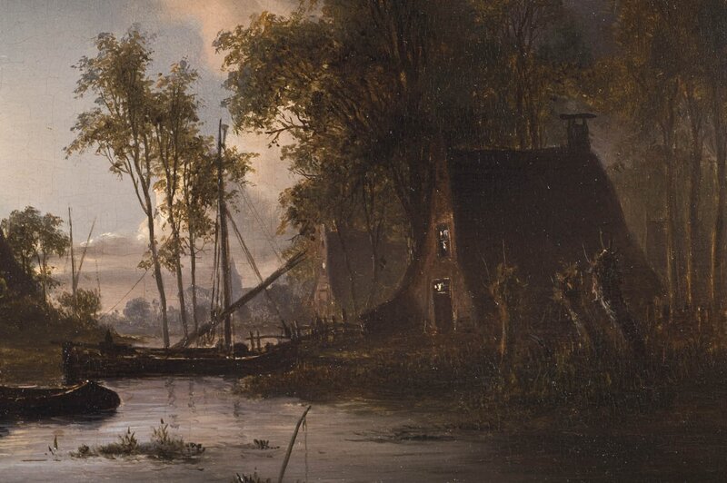 River landscape with cottage