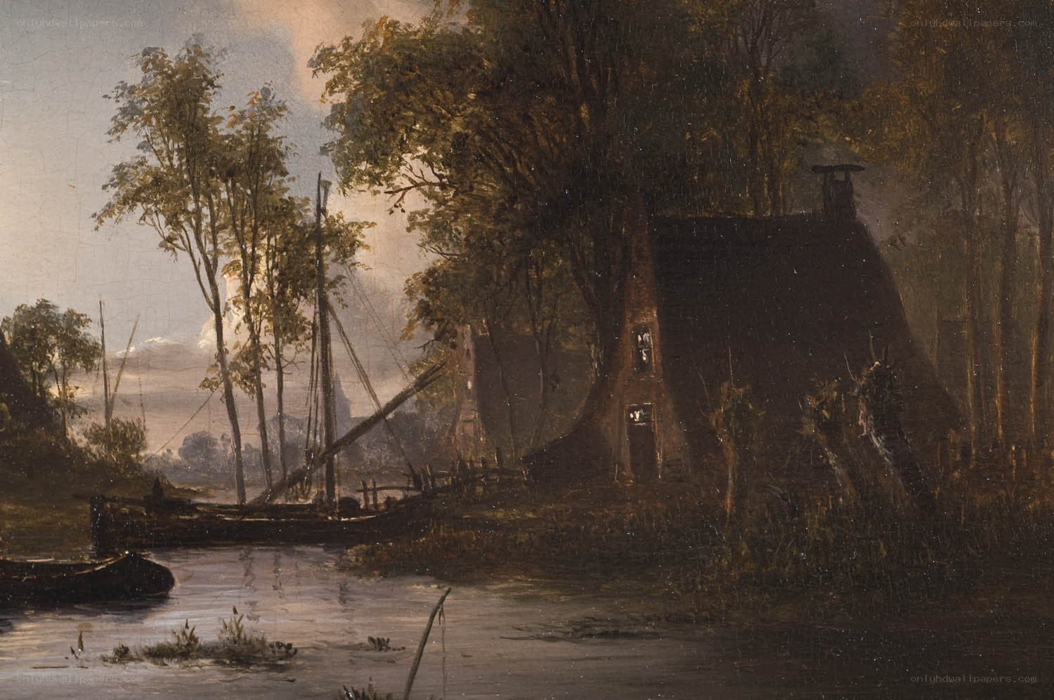 River landscape with cottage