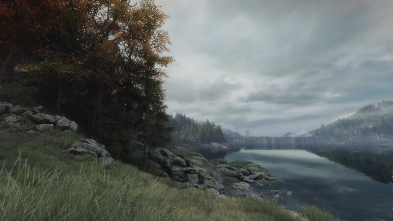 River Landscape with Dam