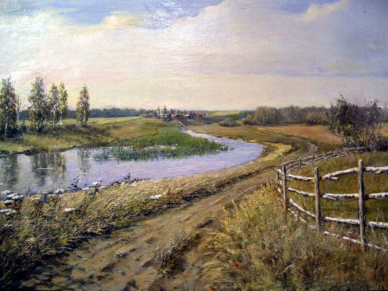River Landscape with Fence
