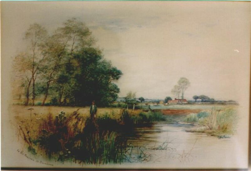 River landscape with figure