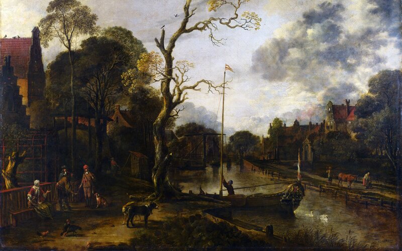 River Landscape with Figures