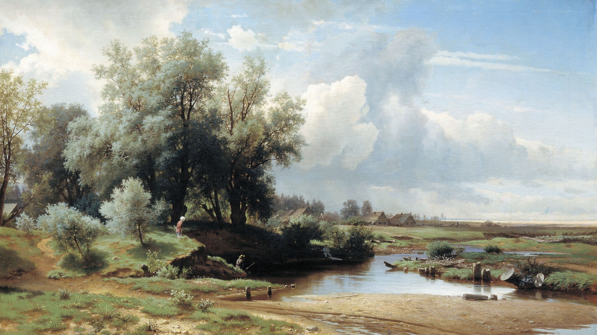 River landscape with figures