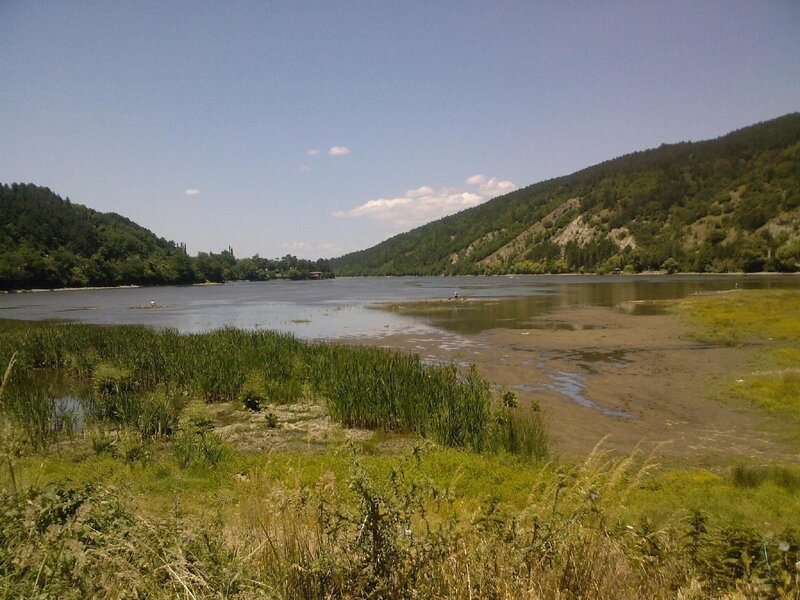 River landscape with hills