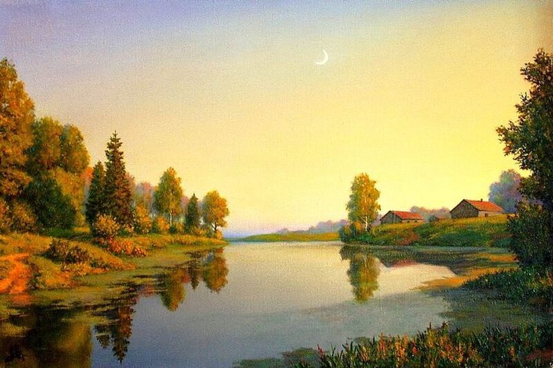 River Landscape with Houses