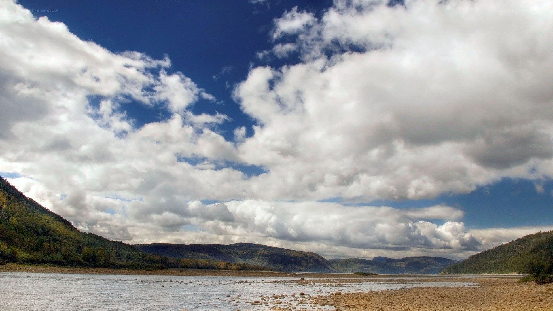 River landscape with mountains