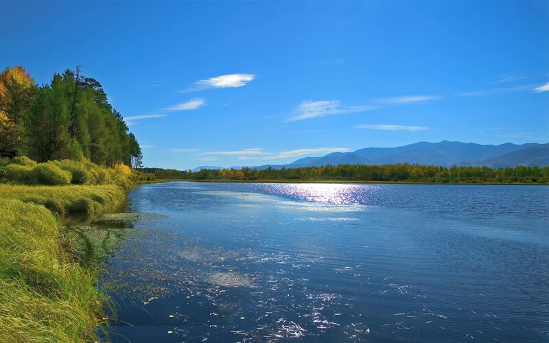 River landscape with mountains