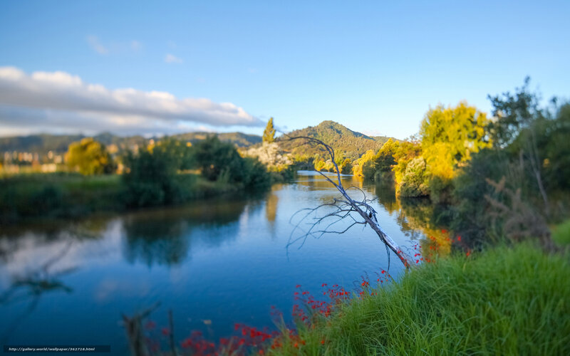 River landscape with mountains