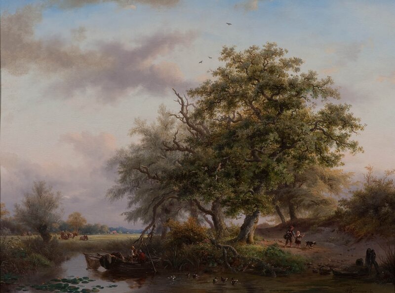 River Landscape with People — Green