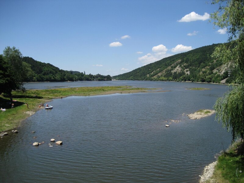 River landscape with people