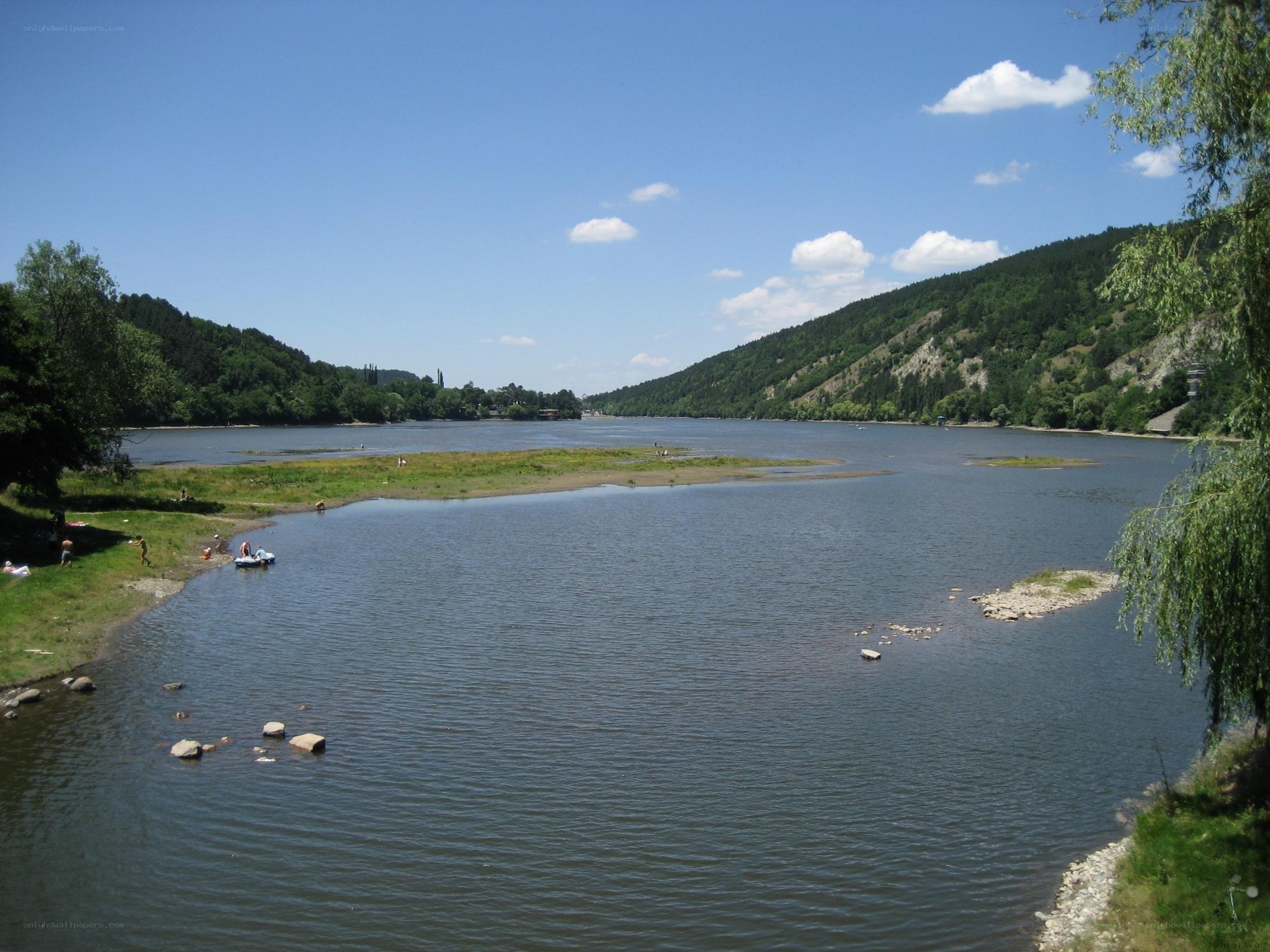 River landscape with people