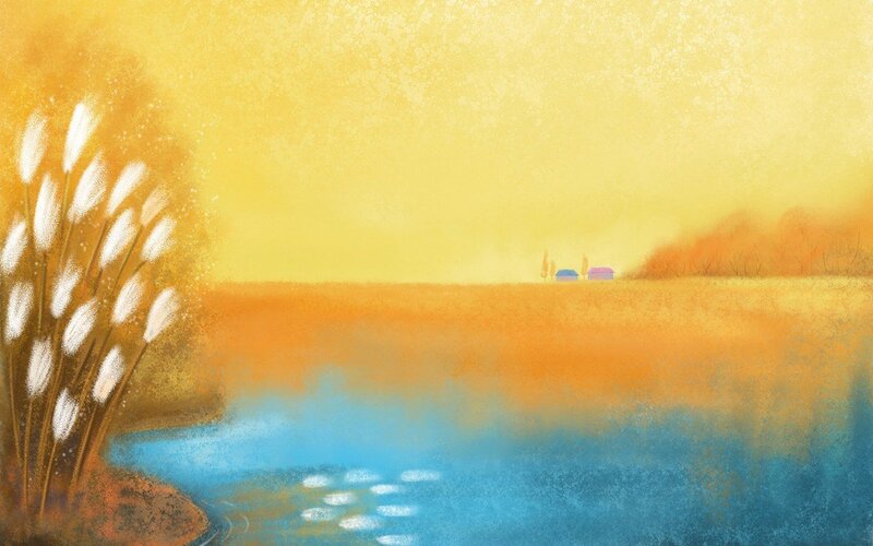 River Landscape with Reeds — Yellow