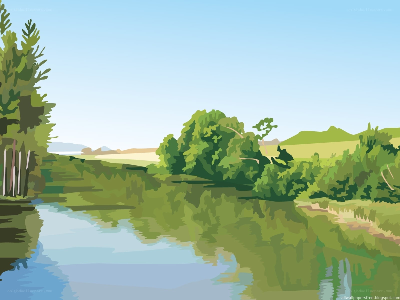 River landscape with trees